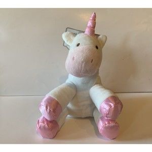 NEW Kelly Baby Kellybaby 8" Plush Cuddle Unicorn Baby Toy with Rattle White Pink